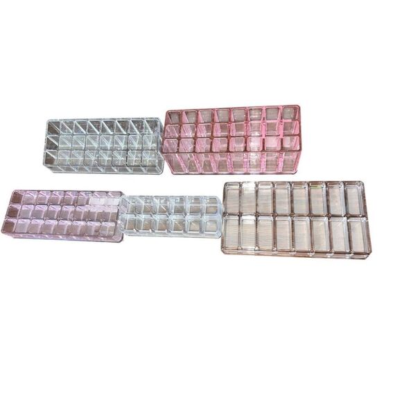 5 acrylic makeup lipstick lipgloss eyeshadow blush clear pink vanity organizer - Picture 1 of 5